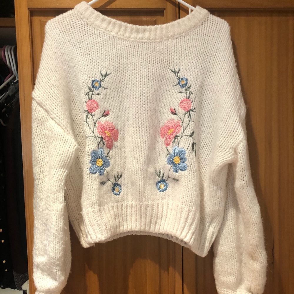 Floral knit sweater